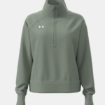 Under ARmour UA Rival Fleece ½ Zip Top Black | Blue | White | Siclia Green (Women's) - Image 18