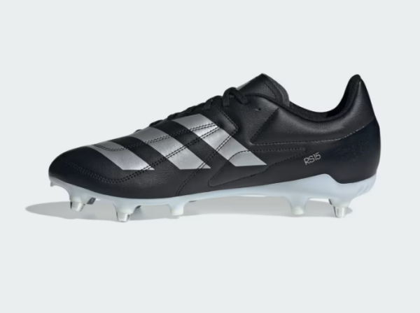 Adidas RS15 Soft Ground Rugby Boot Black/Silver (Adults) SIZE 12.5 - 13