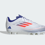 adidas F50 Club FXG  Football Boots Cloud White / Solar Red / Lucid Blue (Kids) - Image 8