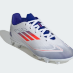 adidas F50 Club FXG  Football Boots Cloud White / Solar Red / Lucid Blue (Kids) - Image 5