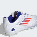 adidas F50 Club FXG  Football Boots Cloud White / Solar Red / Lucid Blue (Kids) - Image 4