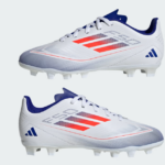 adidas F50 Club FXG  Football Boots Cloud White / Solar Red / Lucid Blue (Kids) - Image 3