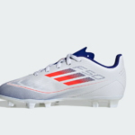 adidas F50 Club FXG  Football Boots Cloud White / Solar Red / Lucid Blue (Kids) - Image 2