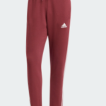 adidas Essentials Fleece 3-Stripes Tapered Cuff Joggers Maroon/White  (Men's) - Image 2