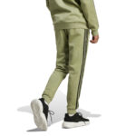 adidas Essentials Fleece 3-Stripes Tapered Cuff Joggers Green/Black (Men's) - Image 4