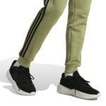 adidas Essentials Fleece 3-Stripes Tapered Cuff Joggers Green/Black (Men's) - Image 6