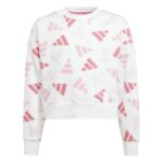 adidas Crew Sweatshirt White/Pink (Girls) - Image 6