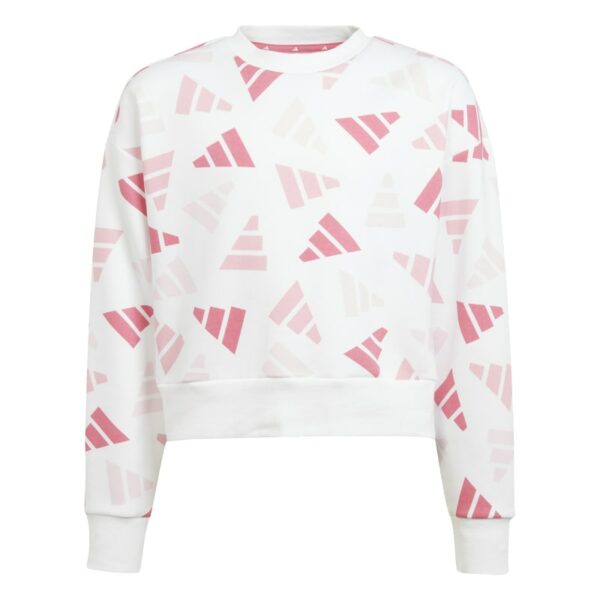 adidas Crew Sweatshirt White/Pink (Girls)