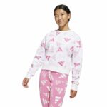 adidas Crew Sweatshirt White/Pink (Girls) - Image 5