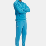 Under Armour Rival Fleece Jogger Pants Cuffed Hem Ester Blue (Men’s) - Image 4