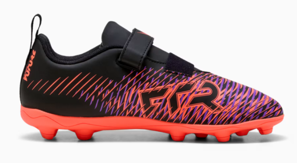 FUTURE 8 PLAY Velcro Football Boot Firm Ground FG/AG RB Football Boots Black/Purple/Orange (Kids)