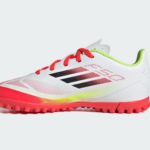 adidas F50 CLUB Turf Shoe Cloud White / Core Black / Solar Yellow (Kids) - Image 8