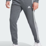 adidas Essentials Fleece 3-Stripes Tapered Cuff Joggers Heather Grey/White (Men’s) - Image 5