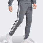 adidas Essentials Fleece 3-Stripes Tapered Cuff Joggers Heather Grey/White (Men’s) - Image 4