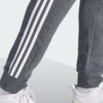 adidas Essentials Fleece 3-Stripes Tapered Cuff Joggers Heather Grey/White (Men’s) - Image 2